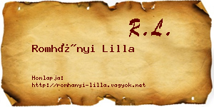 Romhányi Lilla névjegykártya